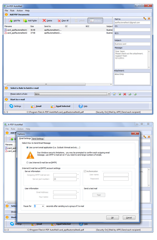screenshots for A-PDF AutoMail
