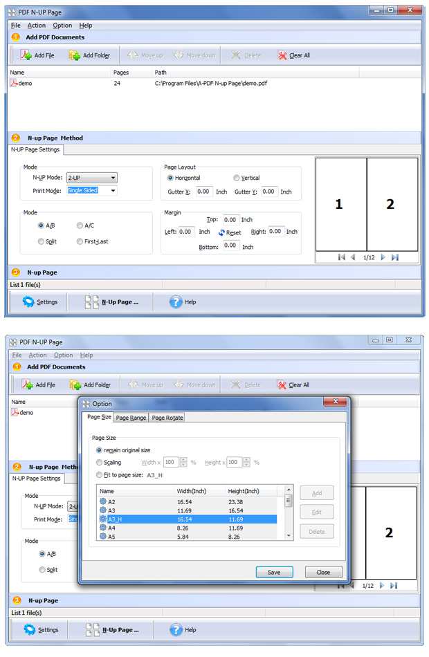 screenshots for A-PDF N-up Page