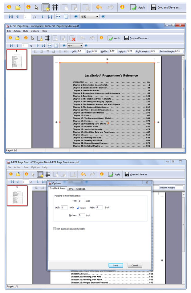 screenshots for A-PDF Page Crop