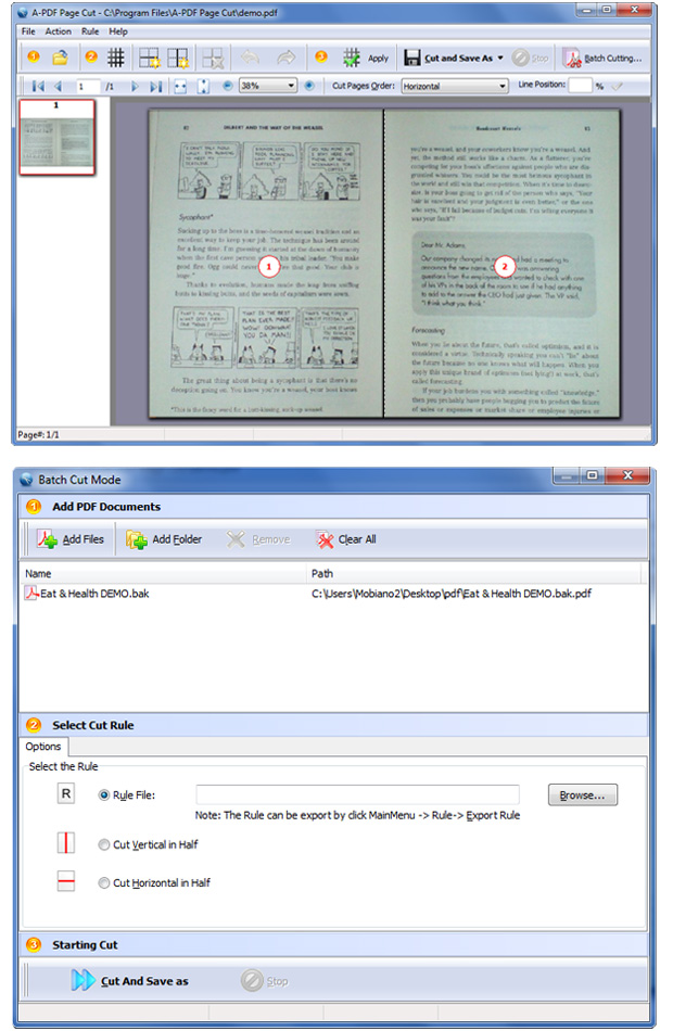 screenshots for A-PDF Page Cut