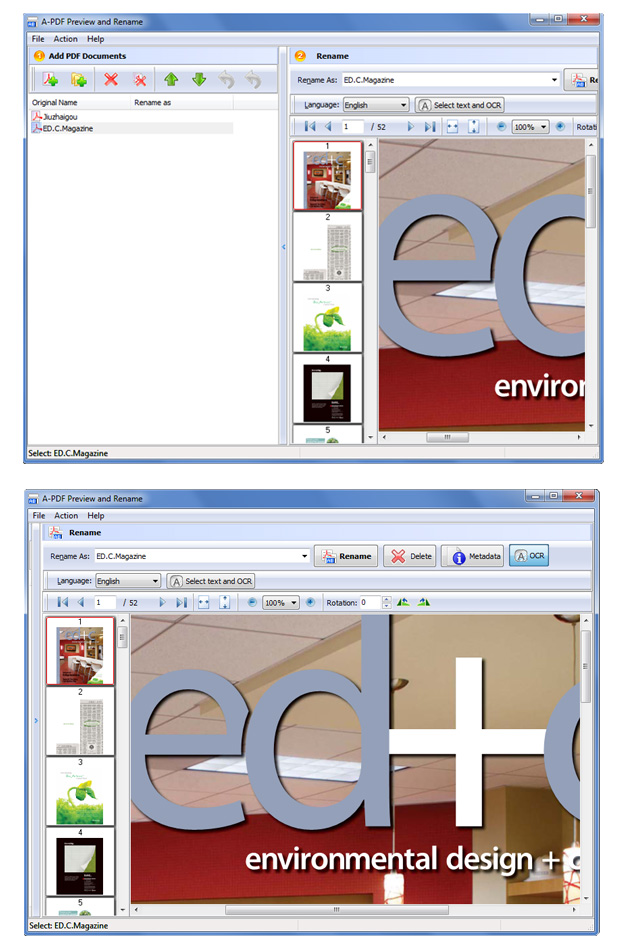 screenshots for A-PDF Preview and Rename