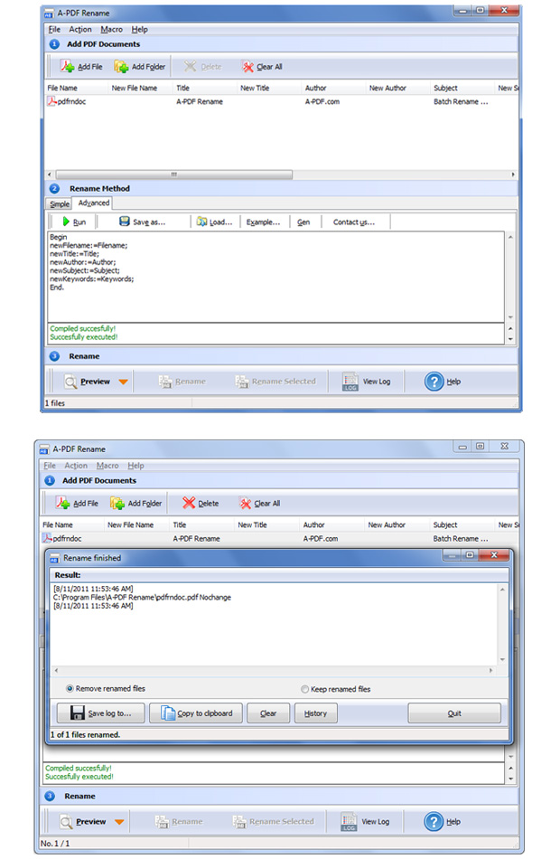 screenshots for A-PDF Rename