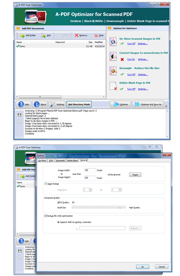screenshots for A-PDF Scan Optimizer